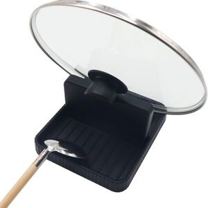 BLACK POT LID HOLDER WITH SPOON REST